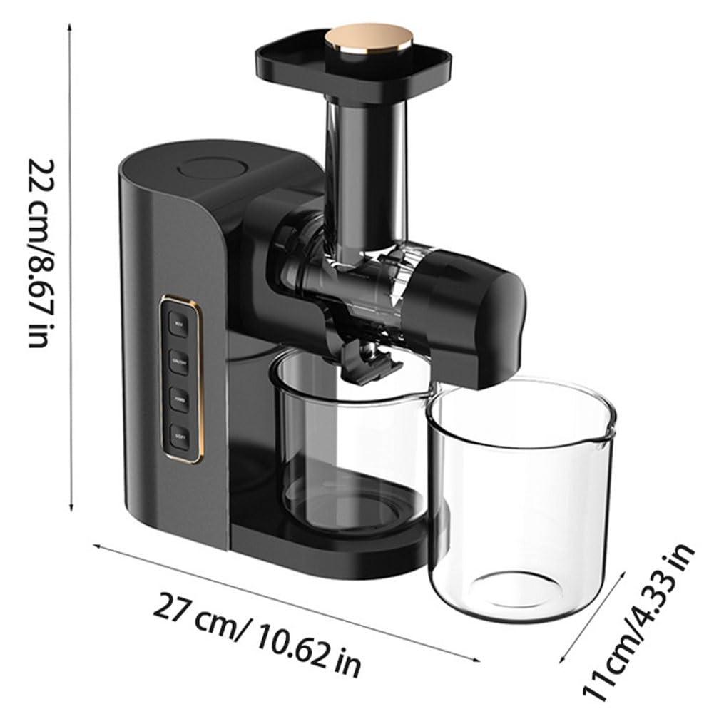 Estrattore di succo, Estrattore di succo lento, Estrattore di succo a freddo con funzione inversa con motore silenzioso, Estrattore di succo con 2 tazze e spazzola per frutta e verdura fresca e sana