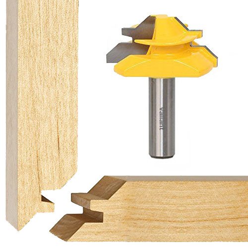 Valiant 45° Lock Miter Router Bit with 1/2 Inch Shank - 45-Degree Angle Miter Joint Cutter w/Anti-Kickback Design - Premium Woodworking Tool for Wood, MDF, Density Board, Chipboard, Splints & More