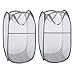 WD&CD Cestos para Lavandería Plegables 【2 Pack】 Plegable Pop-Up Malla Cesto de Ropa Bolsa Bin Cesto Juguete Organizador de Almacenamiento Cesta de Lavandería Independiente con Asas Extendidas (Gris)