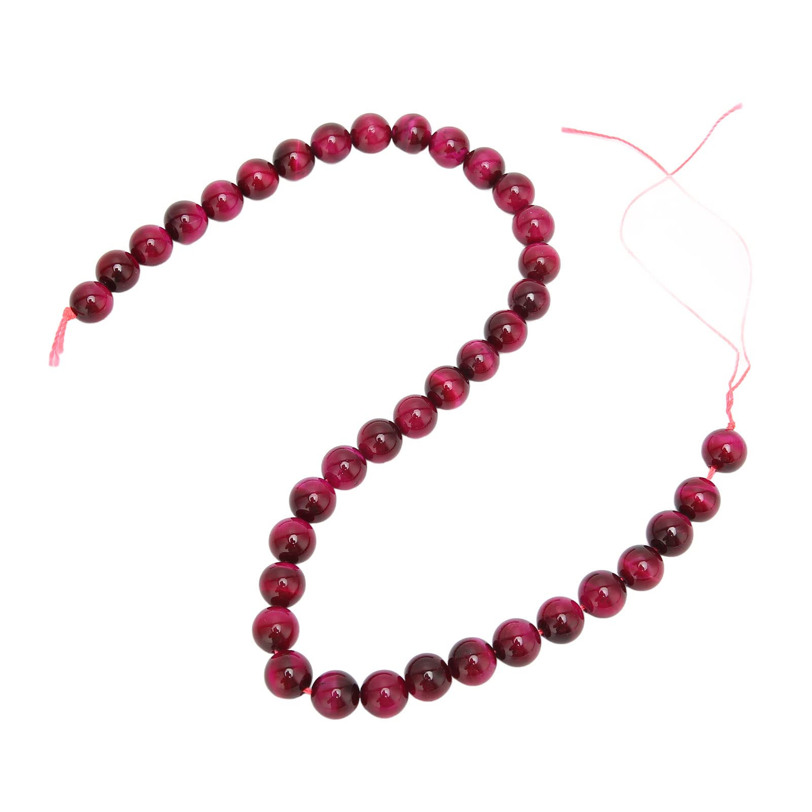 Cuentas de piedra natural para la fabricación de joyas, cuentas lisas para manualidades DIY, cuentas de piedra natural de 6 mm, 8 mm, 10 mm y 12 mm con 4 hebras para pulseras, (rosa roja)
