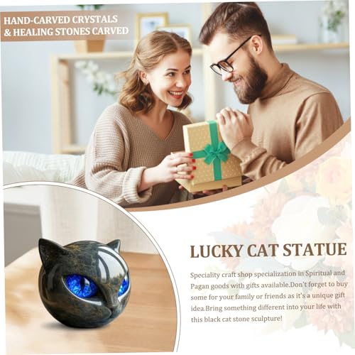 Sculpture en pierre de chat de luxe : statuette artisanale d'exception pour salon chic