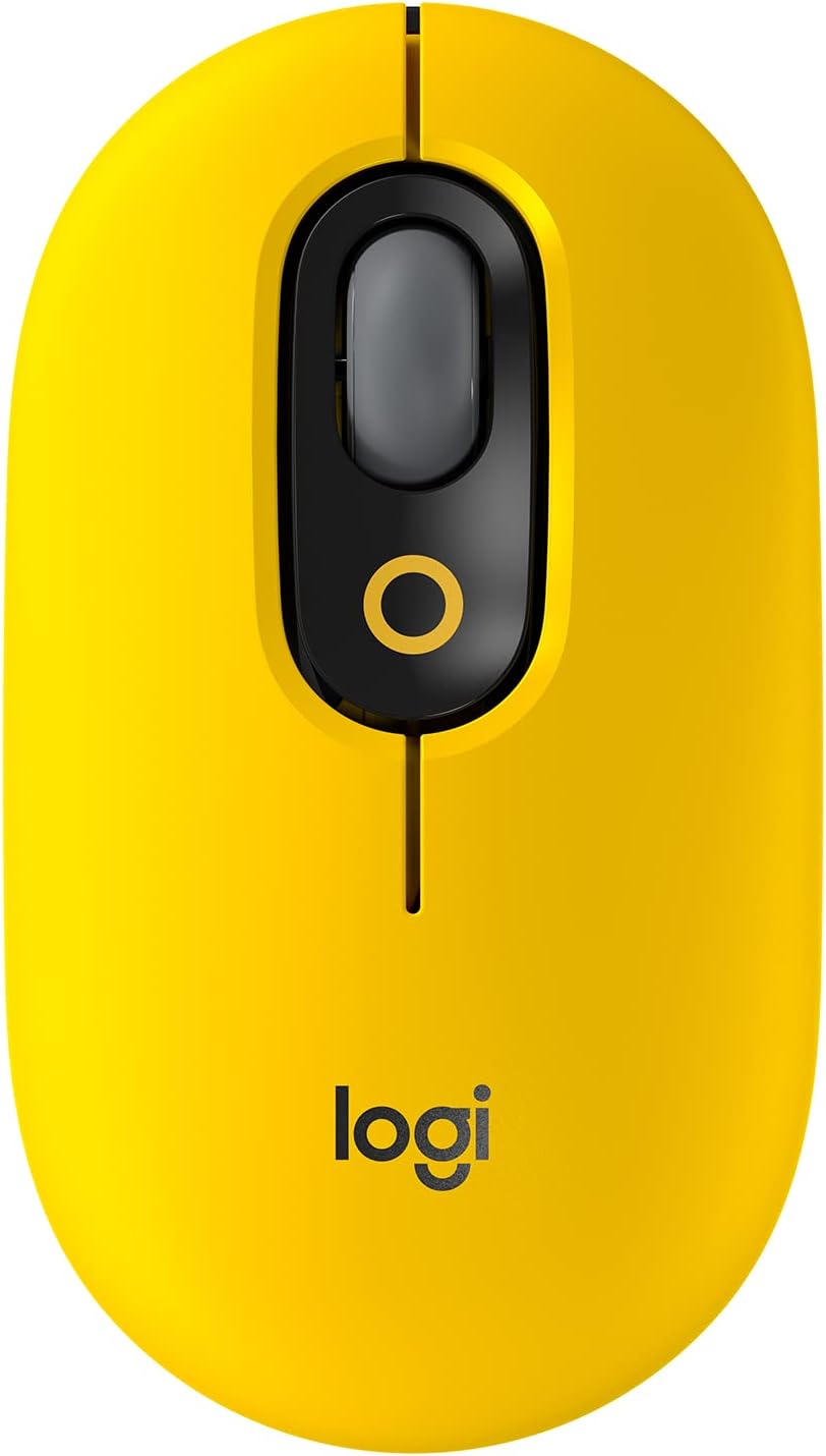 POP Mouse, Wireless Mouse with Customizable Emojis, SilentTouch Technology, Precision/Speed Scroll, Compact, Bltooth, Multi-Device, OS Compatible - Blast Yellow