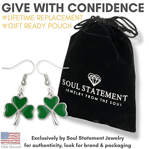 Shamrock Green Dangle Earrings: 4-Leaf Clover Dangling Earrings for Women Cute St Patrick's Day Accessories - Image 4