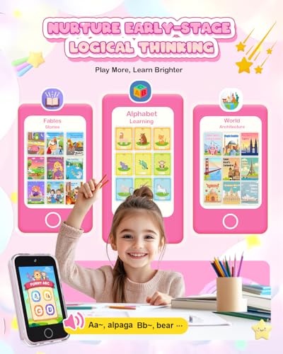 Image of Kids Smart Phone,3.5 inch Touchscreen Learning Toy Phone for Girl,Pink | Christmas Birthday Gift for Ages 3-8, Toddler Phone with Dual Camera, Music Player,Game, Toys for Girls 3 4 5 6 7 8 Years Old
