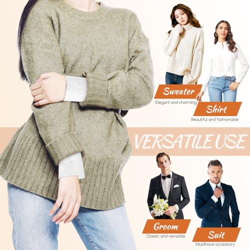 GALPADA 1 Pair Wrist Cuffs for Women Detachable Shirt False Sleeves Fake Hand Sleeves Garment Decorated Accessories for Suit Blouse Coat White3