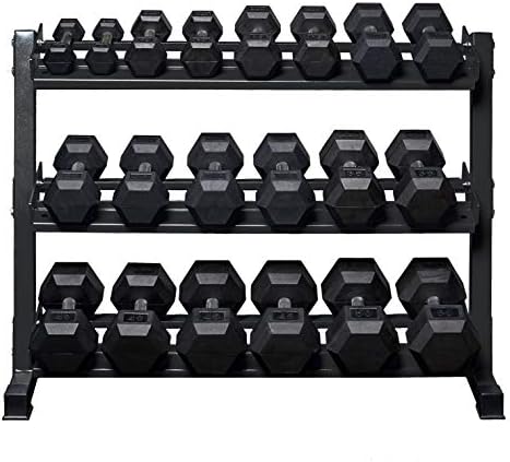 REP FITNESS Rubber Hex Dumbbell Set with Racks, 5-50 Set, 5-75 Set, 5-100 Set, 2.5-27.5 Set, 55-75, 80-100, or 105-125 Set. Available with and Without Racks.