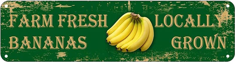 Farm Fresh Bananas Retro Tin Signs Aluminum Metal Sign for Kitchen Home Garden Wall Bar Cafe Decor 4x16 Inch