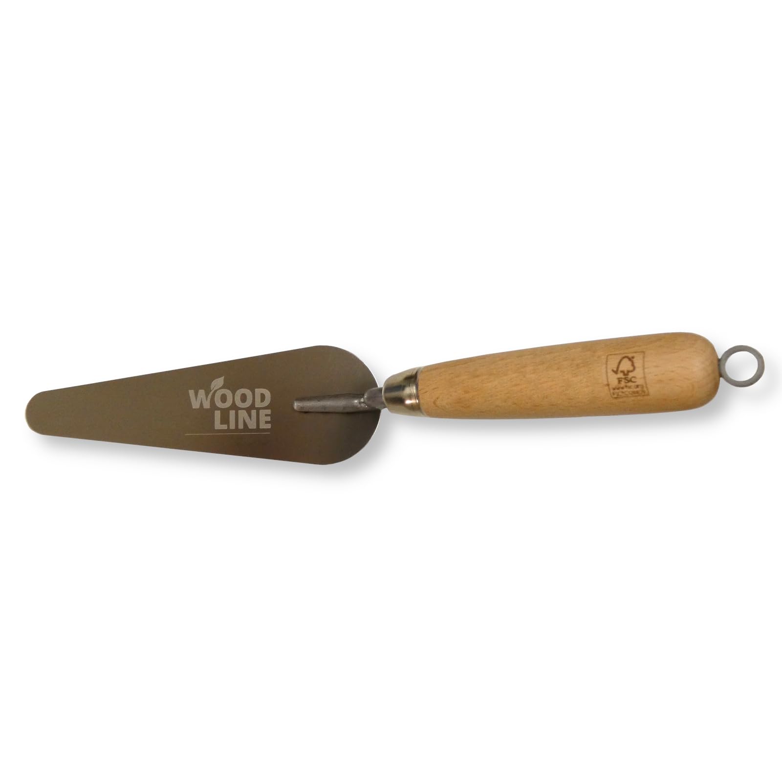 DEWEPRO Cazzuola per lingua per gatti, 160 x 55 x 20 mm, lama in acciaio inox 1,0 mm, mestolo professionale per intonaco e stucco, manico ergonomico in legno di faggio
