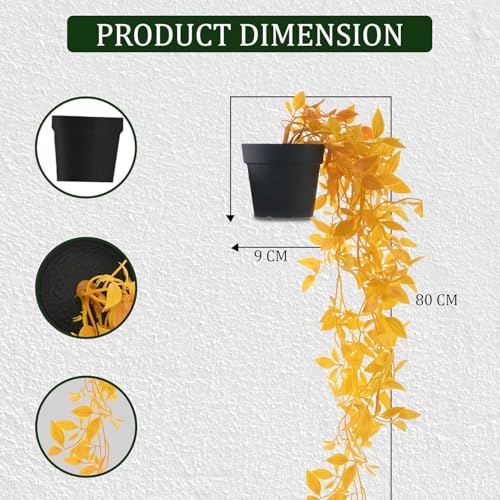 Image of PAPERI Hanging Plants Leaves, Artificial Plants with Pot, Small Faux Plants, Mini Artificial Plant for Indoor Home Decor, Office Table, Wall, Window, Book Shelf, Living Room, Bathroom(Plastic, Pc-1)