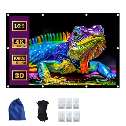 Leinwand Beamer 300 Zoll Front und Rückprojektion Leinwand Faltbarer 16: 9 HD 4K Anti-Falten Projektor Leinwände für Heimkino, Büro(120 Inch)