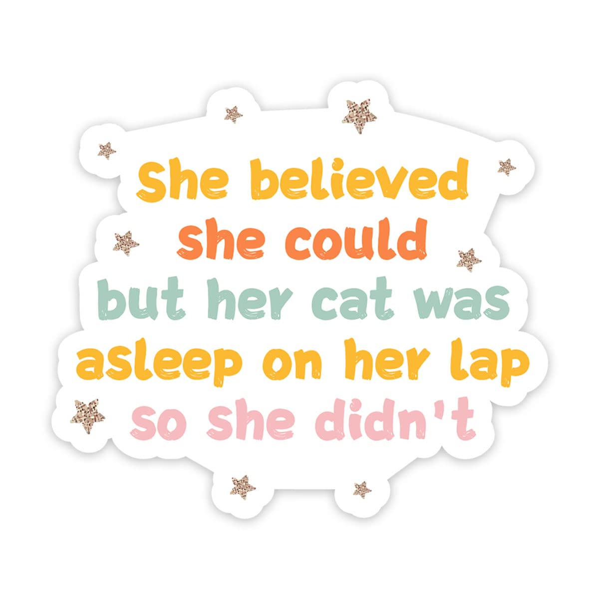 Autocollant humoristique She Believed She Could Cat Mom pour pc et gourde 2pcs