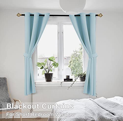 Image of Light Blue Grommet Insulated Thermal Room Darkening Blackout Curtains 34X45 Inch Length
