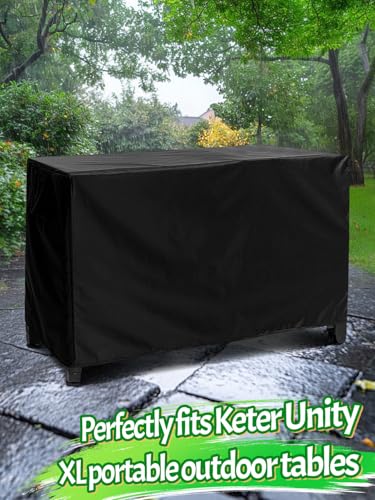 PAMASE Outdoor Dining Grill Cart Cover - 54"L*23"W*35"H, Compatible with Keter Unity XL Portable Cabinet Bar, Heavy Duty Waterproof BBQ Food Prep Table Serving Worktable Metal Movable Station - Image 7