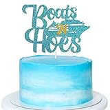 Blue Glitter Boats N Hoes Cake Topper, Nautical Themed Birthday / Bridal Shower / Engagement / Bache