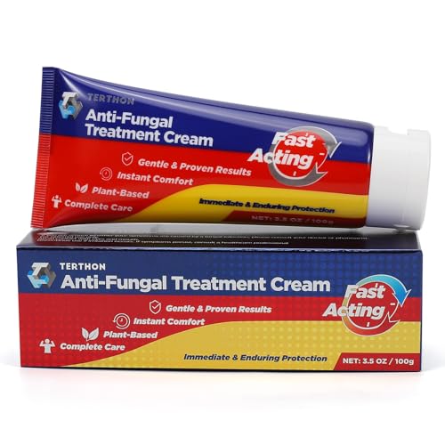 Terthon Herbal Antifungal Cream: Treatment for Ringworm, Jock Itch, Athlete’s Foot & Fungal Skin Infections – Natural, Fast-Acting Formula for Adults and Kids (100g (1 Pack))