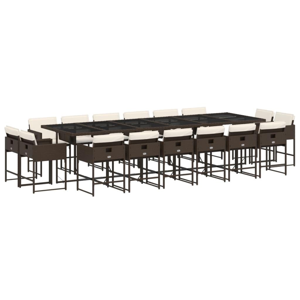 Homgoday Juego de muebles de jardín con cojín de 17 piezas, mesa de jardín con silla, muebles de balcón, muebles de jardín, mesa con tablero de cristal, conjunto de asientos para jardín, terraza