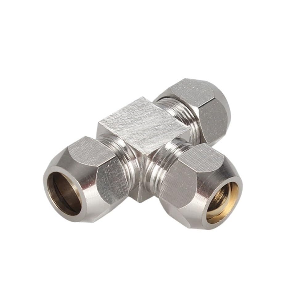 Adaptador de compresión tipo T de Accesorios Neumáticos de latón, tubo OD de 4/6/8-16mm for sistemas de y vacío, 1 ud.(6mm)
