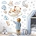 DECOWALL SG2-2407 Sweet Dream Bear Wall Stickers Decals Baby Room Décor Nursery Boy Wallpaper Decorations Home Blue Moon Stars Teddy Peel and Stick Bedroom Playroom Sleeping Cloud