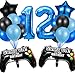 HCRXVV Gamer Deko 12. Geburtstag Junge,12 Jahr Videospiel Geburtstagsdeko,Blaue Ballons Set mit Schwarz Gamecontroller Luftballons für 12th Gamer Kinder Geburtstagsdeko Party Zubehör