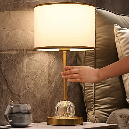 Nachttischlampe Schlafzimmer Licht Luxus einfache amerikanische Tischlampe kreativ warm romantisch Studie Tischlampe 1x E27 max. 40W, ohne Leuchtmittel (Weißer Lampenschirm)