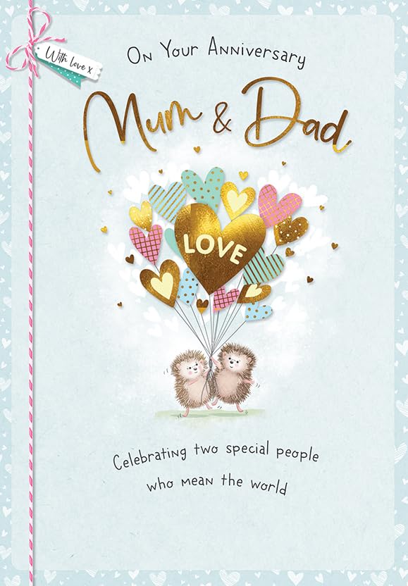 Anniversary Card To Mum & Dad on Your Anniversary - 9 x 6 inches - Piccadilly Greetings