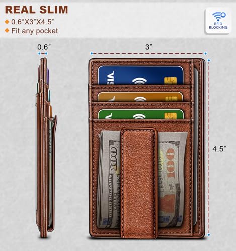 BULLIANT Men Wallet,Slim Leather Wallet Money Clip Card Hodler For Men Gift 8 Cards RFID Blocking3