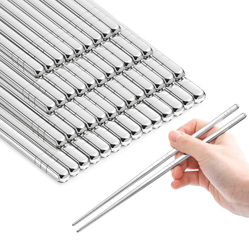 100 Pairs Metal Chopsticks Reusable Stainless Steel Dishwasher Sa...