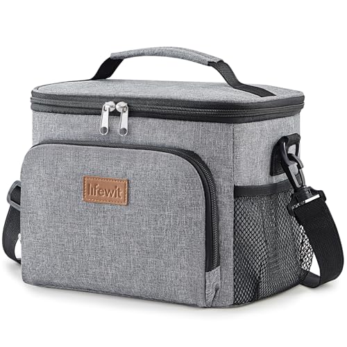 Lifewit Bolsa Termica porta Alimentos 9L, Bolso Nevera Portátil Pequeña, Impermeable Bolsas Comida Trabajo para Hombre y Mujer, Lancheira Termicas para Playa, Picnic, Viaje, Gris