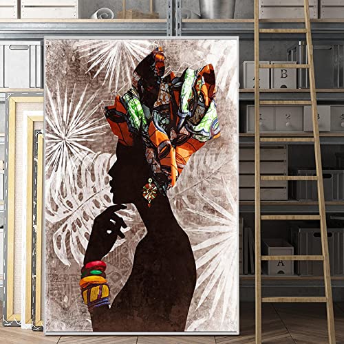Portrait femme africaine toile vintage pour habiller un mur vide