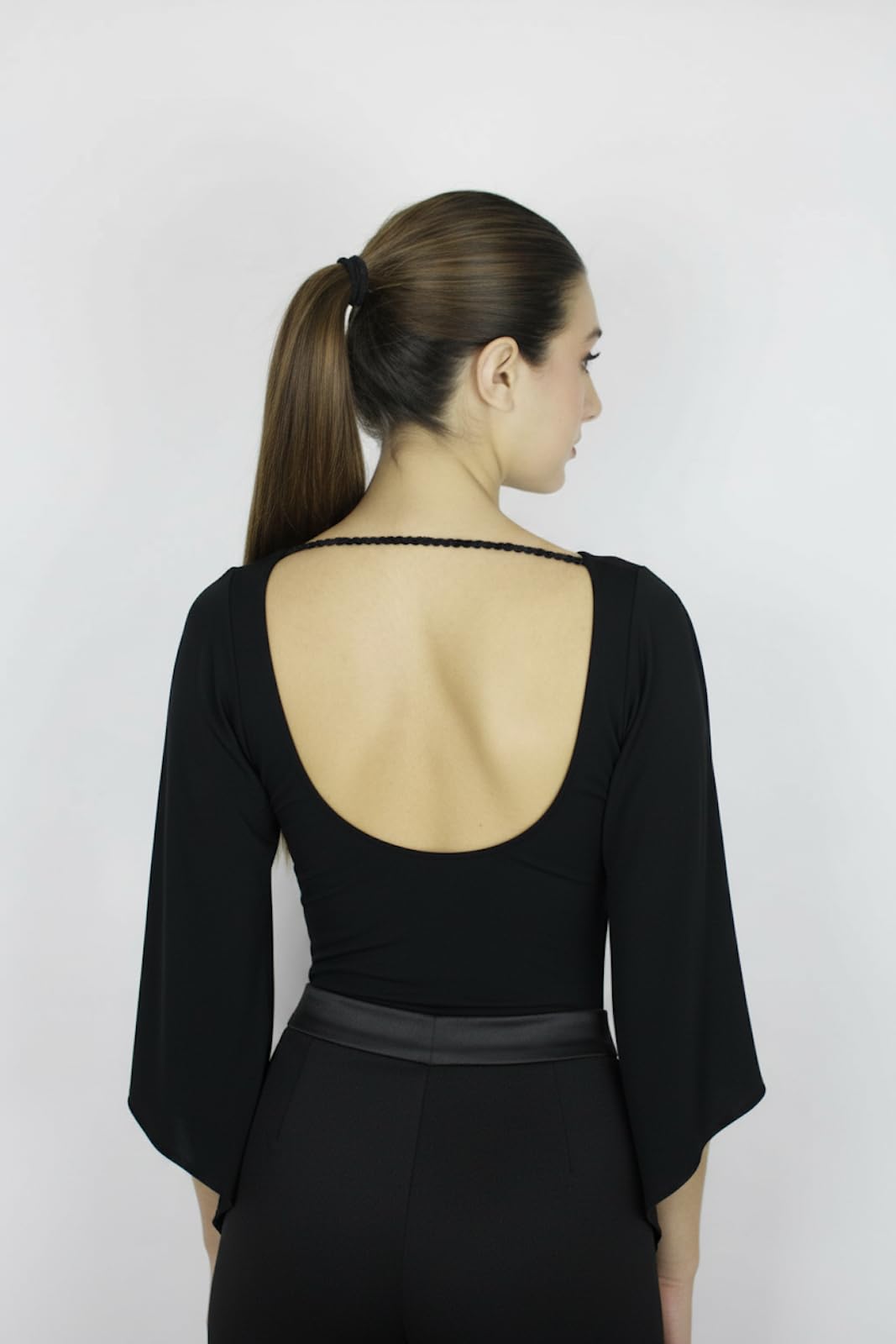 Top Donna per Danza Standard, Ballo da Sala, Latino e Tango con amniche Ampie con Apertura