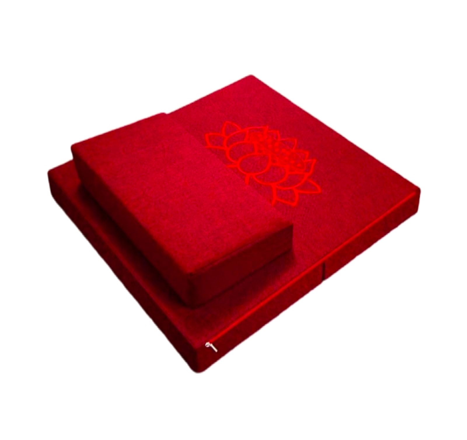 Pogrubione maty do medytacji do jogi i relaksu składane maty na kolana w kolorze czerwonym (71 x 71 cm) tkanina palmy kokosowej idealna do użytku domowego wygodne futony