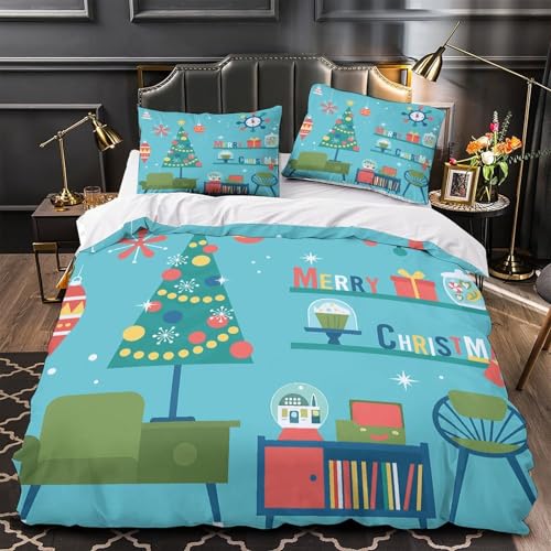 Housse de couette Noël microfibre résistante et hypoallergénique