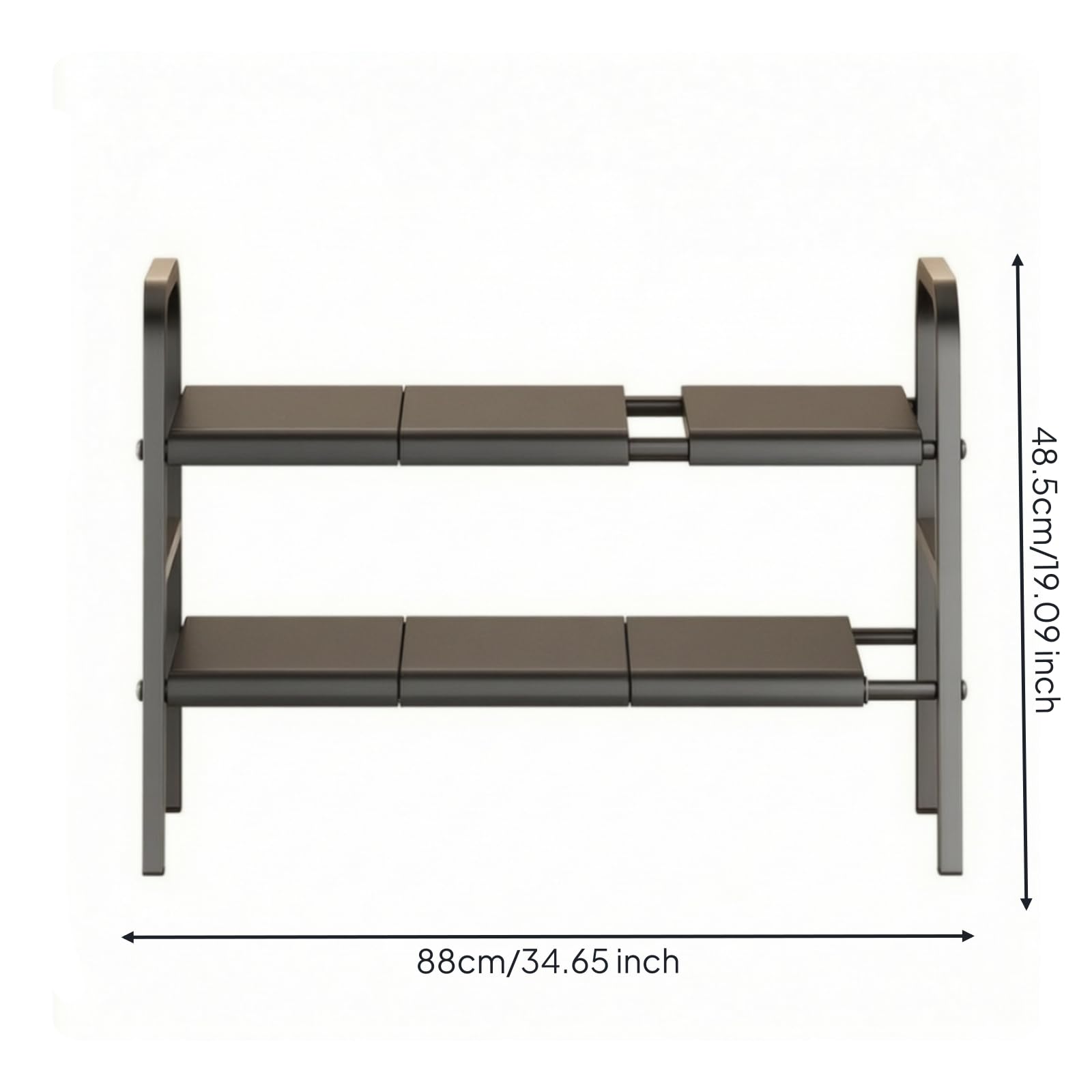 Baoblaze Organizer Estensibile a 2 Livelli in Acciaio Al Carbonio Organizer sotto Lavello Modulare Pentole con Ripiani Regolabili per Stanza Dei Servizi, Nero
