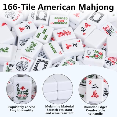 Juego de fichas American Mahjong con 166 piezas blancas miniatura 5