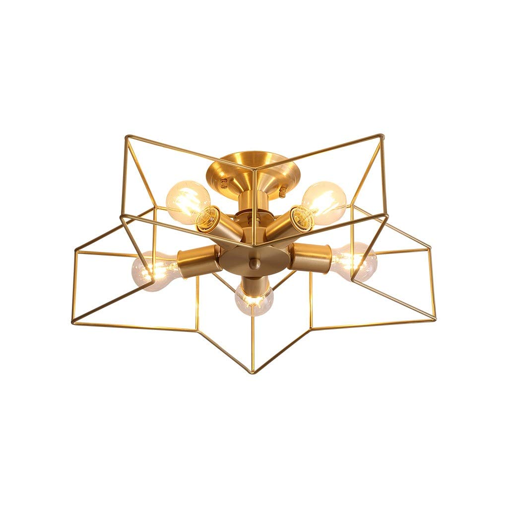 HynJGih Copper Nordic Ceiling lamp Creative Personality Art Lighting Simple Bedroom lamp Restaurant Star Lamps 2019 new(Small)