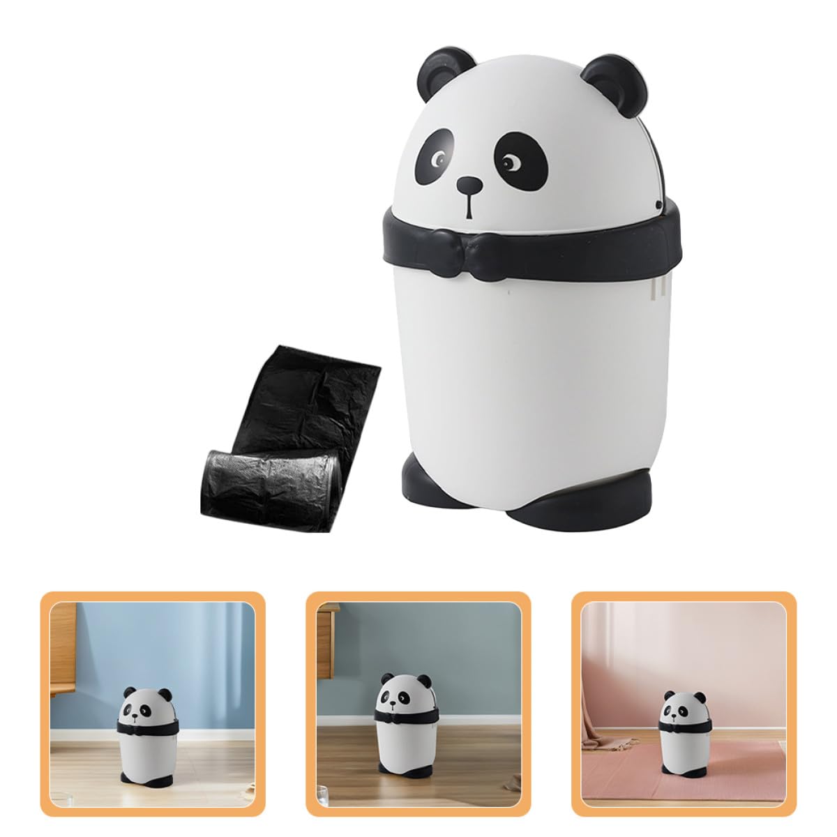 Homoyoyo Bidone della Spazzatura Piccolo con Coperchio a Tema Panda Cestino per Soggiorno e Cucina Plastica Sigillata Profumata per Camere da e Uso Multiuso