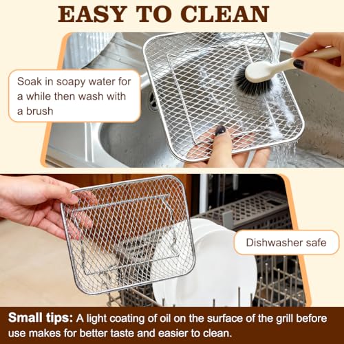 BYKITCHEN Enlarged Air Fryer Accessories for Ninja Foodi Max AF400UK 9.5L & COSORI Dual 8.5L, 3-Tier Stacking Rack with 8 Silicone Feet, Grill Rack for EMtronics/Cuisinart Dual Basket Air Fryers