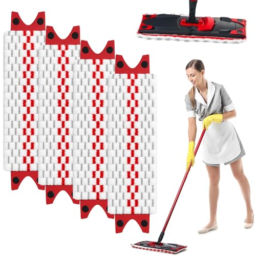 Druuzyl 4 Pezzi Panno in Microfibra per Vileda Ultramax/UltraMax Plus/EasyWring - 46x13cm - Ricambi Compatibili per Mop Pavimenti (Duri/Delicati) - Lavabile in Lavatrice