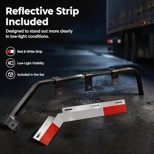 Image of Angled Bar Type Mud Flap Hangers for Semi Truck Mud Flap Hangers for Semi Mud Flaps with Reflective Strip Tape Square Steel Mudflap Hangers