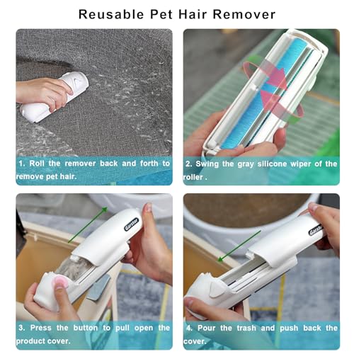 Garstor Pet Hair Remover Roller, Reusable Lint Roller for Pet Hair, Cat Dog Hair Remover for Furniture, Sofa, Carpet, Bedding, Self Clean Lint Roller-Blue - Image 6