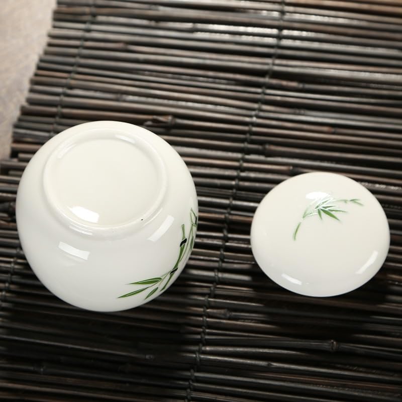 ティーオーガナイザーとストレージ 中国風のセラミックティーキャニスター、ホワイトコーヒービーンキャニスター、ミニソルトシェイカー、ポ