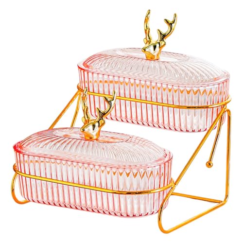 Homyl Plateau à Fruits Secs avec Plateaux Amovibles, Plateau Décoratif, Boîte de Rangement, Assiette à Fruits et Biscuits En PP pour Salon, Cuisine, Fête, E, 2 Layers Style B