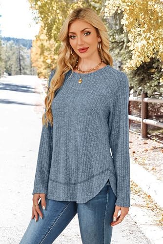 WIHOLL Long Sleeve Shirts for Women Fall Sweaters 2025 Lightweight Casual Tunic Tops Loose Fit Winter Clothing S-2XL