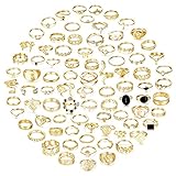 🌻Knöchelringe Set🌻 Sie erhalten 84 Stück goldfarbene Knöchelringe in einem Set, die Sie als normale Damenringe tragen oder als Knöchelringe, Midiringe, Gelenkringe, Fingerringe...