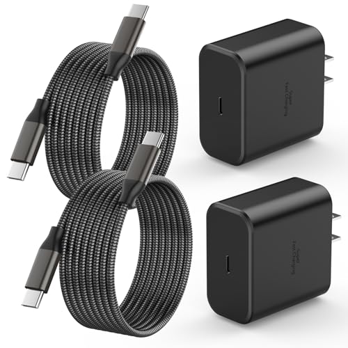 45W Super Fast Charger Type C, 2 Pack 45 Watts USB-C Charger Fast Charging Block with 6FT Woven Type C Charger Cable for Galaxy S25/S25+/S25 Ultra/S24/S23/S22/S21, iPhone 17 16 15 Pro Max, Tab S9/S8