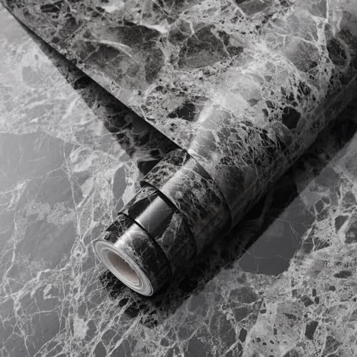 DUUEIHHUER Marble Contact Paper Gray Wallpaper 15.7"X197" Peel and