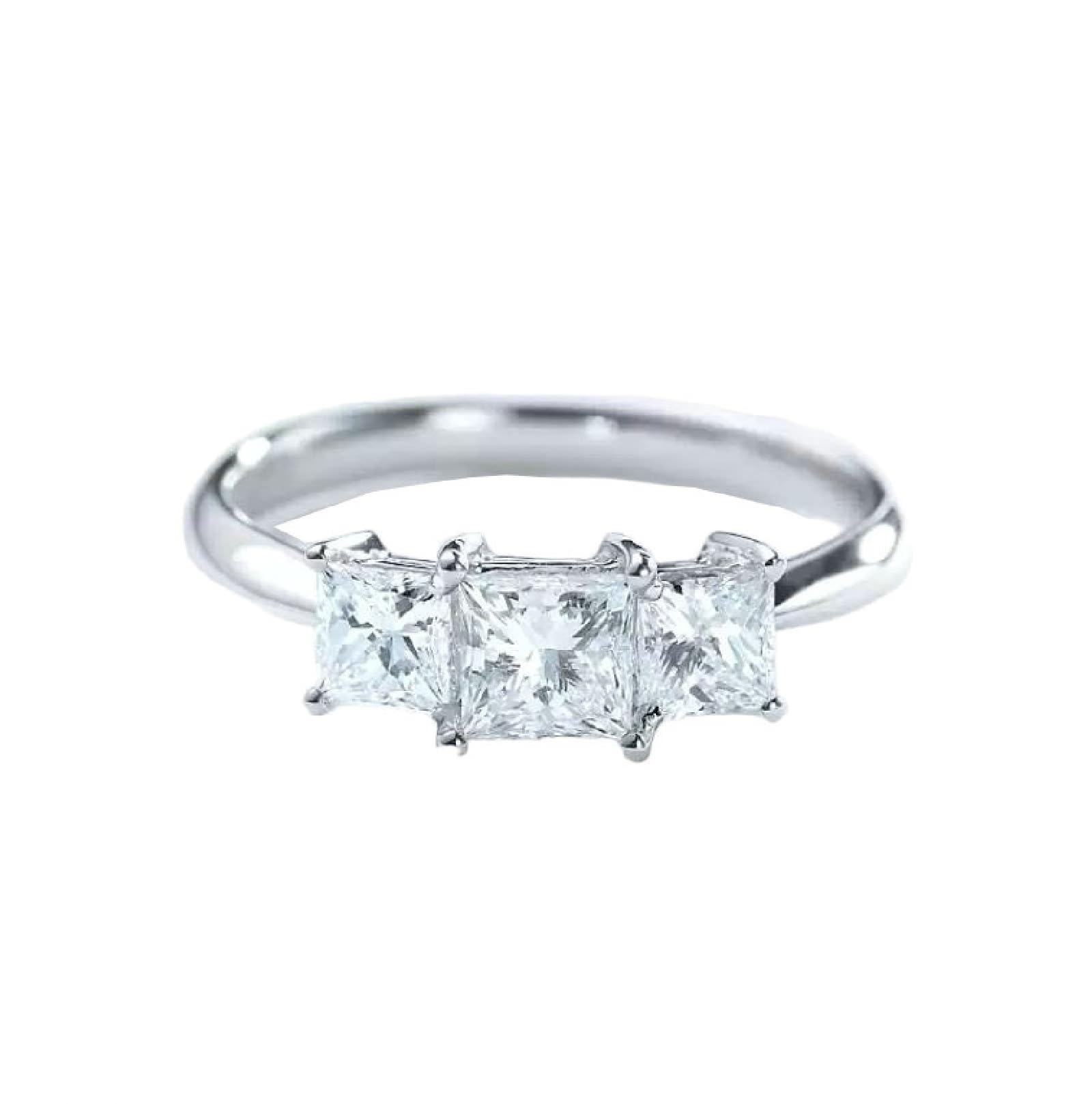 Anillos Mujer Compromiso Anillo de Promesa Oro Blanco 9/14/18 Quilates Diamante Creado en Laboratorio de Talla Princesa de 0,3 CT Talla 18,5 Sólido No Chapado Moderno para Hermana Año Nuevo Joyas