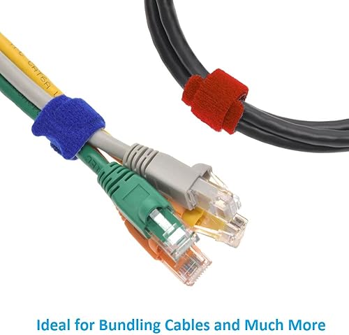 Miniatura 4 de Beszin Ganchos y bucles reutilizables surtidos (paquete de 90), varios colores, autoagarre, multicolor, con sujeción múltiple, tela de microfibra