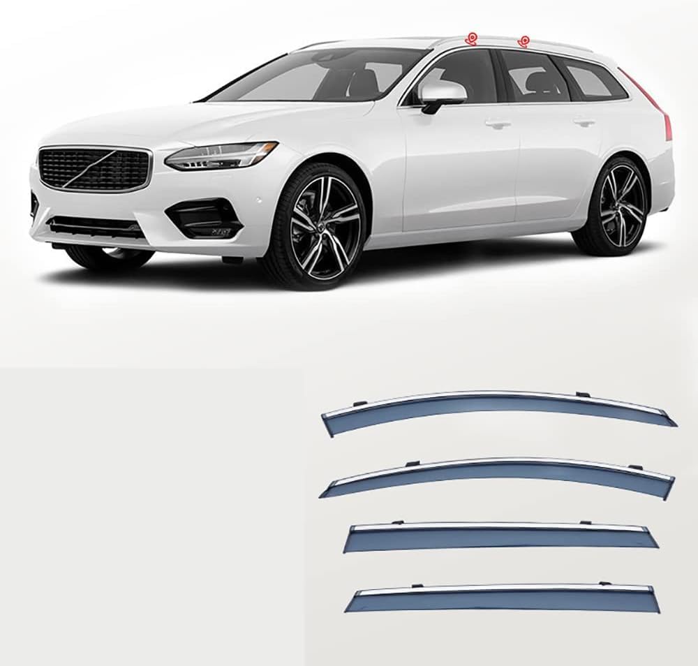 PANXUC Car Wind Deflectors for Volvo V90 2018, Side Window Wind Rain Deflector Window Visor Sun Rain Guard Smoke Guards