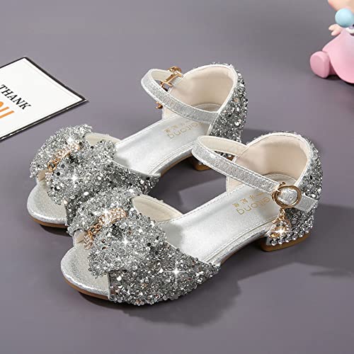 Girls Sandals Glitter Rhinestone Dress Pumps Sequins Princess Low Heels Party Dance Shoes4